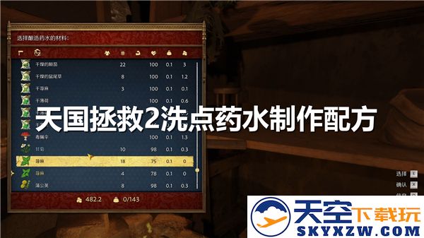 天国拯救2如何制作重置技能点数的洗点药水-技能点数重置药剂的详细配方介绍